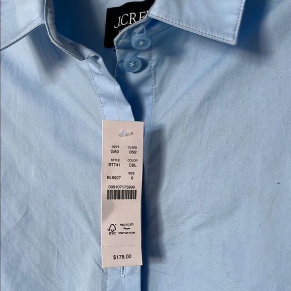 J. Crew Light Blue Feather Cuff Top - Picture 2 of 2